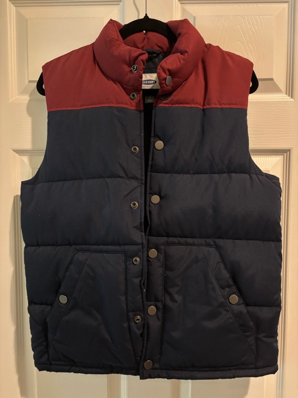 Old Navy Navy and Burgundy Puffer Vest